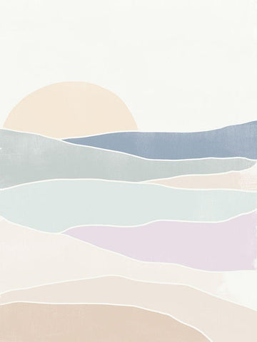 Wave Tableau I White Modern Wood Framed Art Print with Double Matting by Vess, June Erica