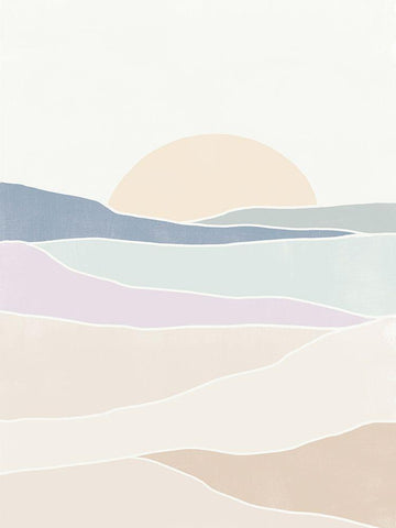 Wave Tableau II White Modern Wood Framed Art Print with Double Matting by Vess, June Erica