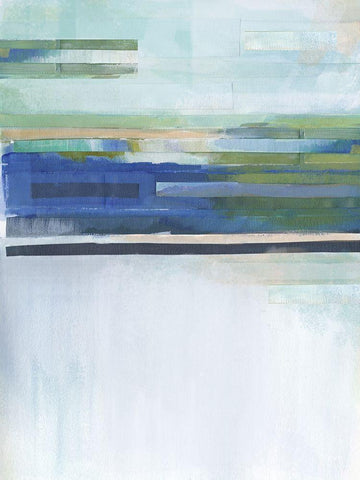 Blue Lapis Waterfall I White Modern Wood Framed Art Print with Double Matting by Evans, Brittany