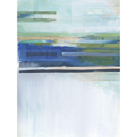 Blue Lapis Waterfall I Black Modern Wood Framed Art Print with Double Matting by Evans, Brittany