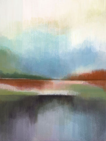 Spring Lake II White Modern Wood Framed Art Print with Double Matting by Evans, Brittany