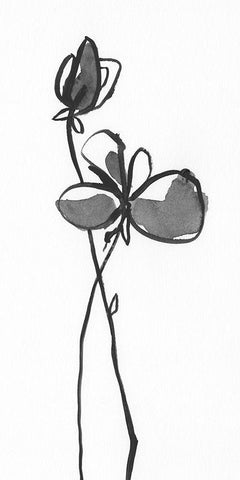 Uncomplicated Stems I Black Ornate Wood Framed Art Print with Double Matting by Moore, Regina