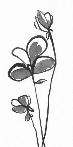 Uncomplicated Stems II White Modern Wood Framed Art Print with Double Matting by Moore, Regina