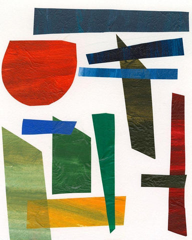 Colorful Shapes II White Modern Wood Framed Art Print with Double Matting by Moore, Regina