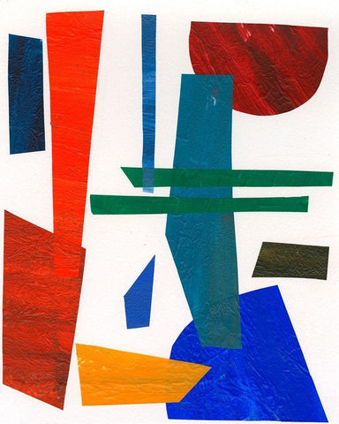 Colorful Shapes IV White Modern Wood Framed Art Print with Double Matting by Moore, Regina