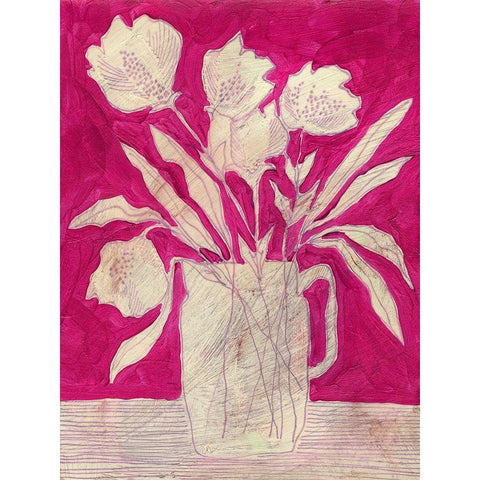 Fuchsia Arrangement II Gold Ornate Wood Framed Art Print with Double Matting by Moore, Regina