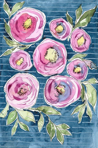 Floral Radiance I Black Ornate Wood Framed Art Print with Double Matting by Moore, Regina