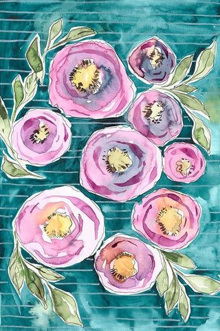 Floral Radiance II White Modern Wood Framed Art Print with Double Matting by Moore, Regina