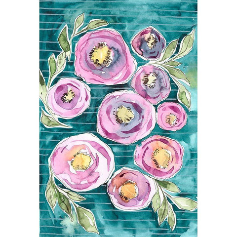 Floral Radiance II Gold Ornate Wood Framed Art Print with Double Matting by Moore, Regina