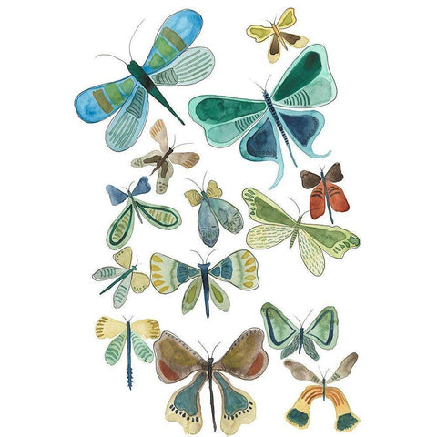 Wings Galore I Black Modern Wood Framed Art Print with Double Matting by Moore, Regina