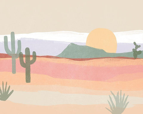 Cactus Plateau I White Modern Wood Framed Art Print with Double Matting by Vess, June Erica