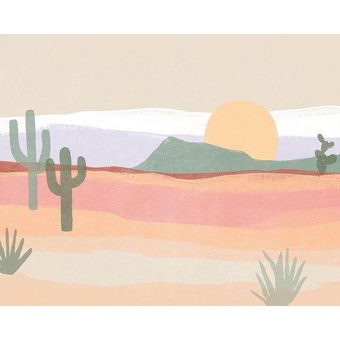 Cactus Plateau I Gold Ornate Wood Framed Art Print with Double Matting by Vess, June Erica