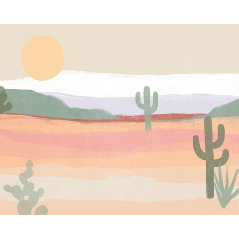 Cactus Plateau II Black Modern Wood Framed Art Print with Double Matting by Vess, June Erica