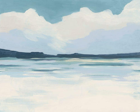 Cream Coastline I White Modern Wood Framed Art Print with Double Matting by Vess, June Erica