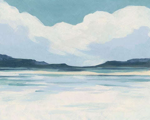 Cream Coastline II White Modern Wood Framed Art Print with Double Matting by Vess, June Erica