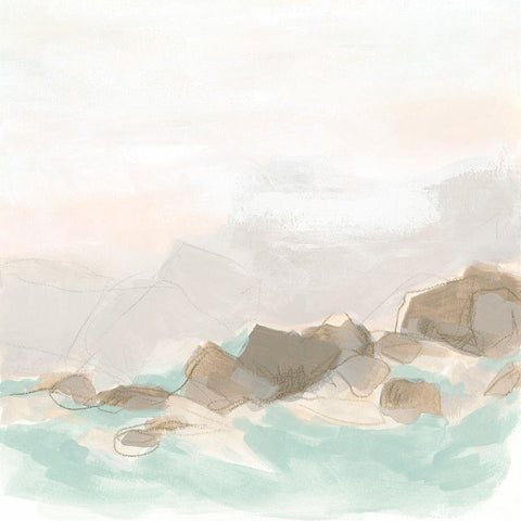 Beach Stones II Black Modern Wood Framed Art Print with Double Matting by Vess, June Erica