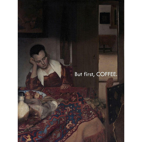 Masterful Snark - Coffee First White Modern Wood Framed Art Print by Parker, Jennifer Paxton