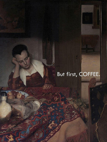 Masterful Snark - Coffee First White Modern Wood Framed Art Print with Double Matting by Parker, Jennifer Paxton