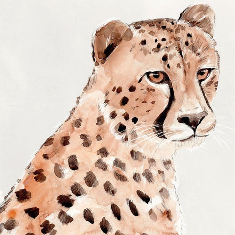 Saharan Cheetah II White Modern Wood Framed Art Print by Warren, Annie