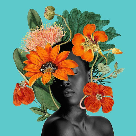 Tangerine Tropics I Black Modern Wood Framed Art Print with Double Matting by Popp, Grace