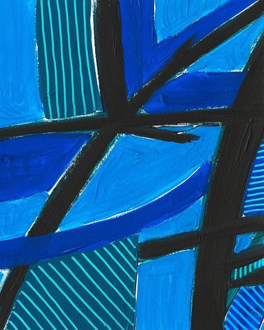 Involved Blues II White Modern Wood Framed Art Print with Double Matting by Moore, Regina