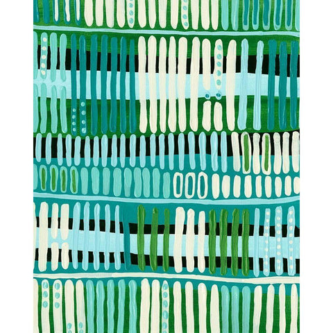 Teal Pattern I White Modern Wood Framed Art Print by Moore, Regina