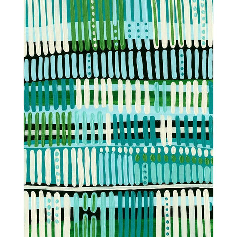 Teal Pattern II White Modern Wood Framed Art Print by Moore, Regina