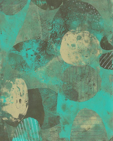 Minty Green Orbs I Black Ornate Wood Framed Art Print with Double Matting by Moore, Regina