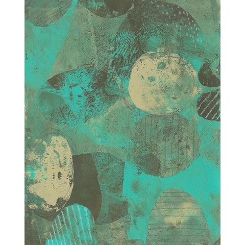 Minty Green Orbs I Gold Ornate Wood Framed Art Print with Double Matting by Moore, Regina