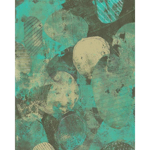 Minty Green Orbs II White Modern Wood Framed Art Print by Moore, Regina
