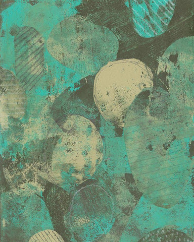 Minty Green Orbs II Black Ornate Wood Framed Art Print with Double Matting by Moore, Regina