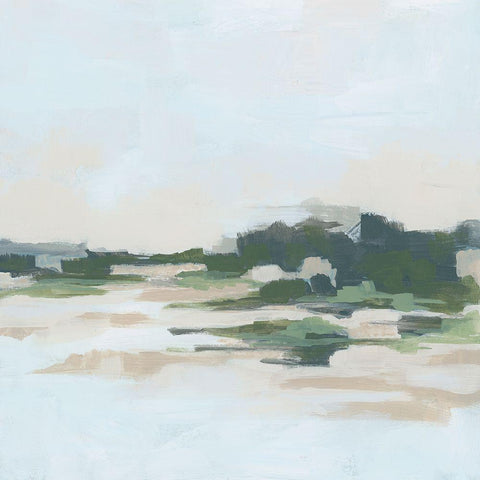 Green Stone Shoals II Black Modern Wood Framed Art Print with Double Matting by Vess, June Erica