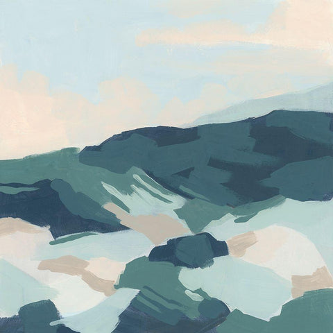 Sea Glass Valley II Black Modern Wood Framed Art Print by Vess, June Erica