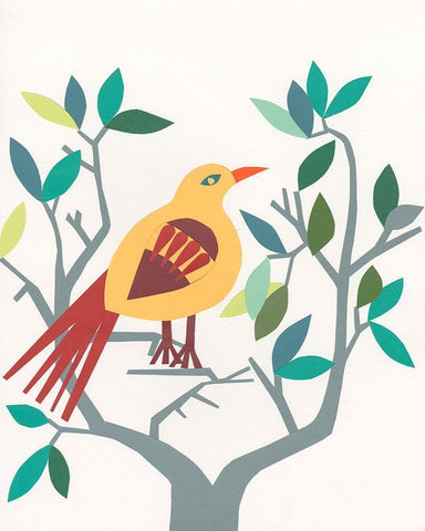 Whitty Bird III White Modern Wood Framed Art Print with Double Matting by Moore, Regina