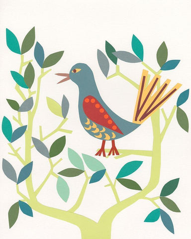 Whitty Bird IV White Modern Wood Framed Art Print with Double Matting by Moore, Regina