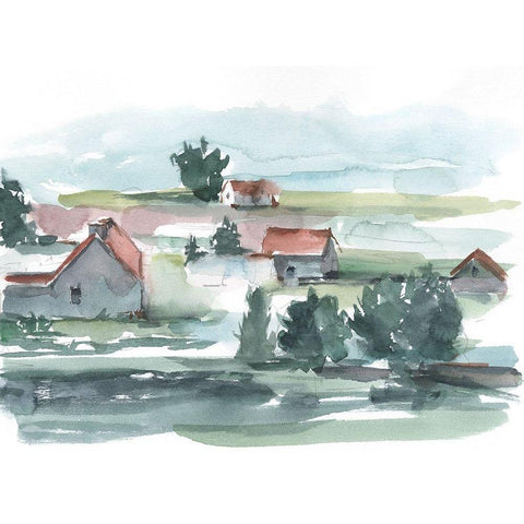 Valley Farm II Black Modern Wood Framed Art Print with Double Matting by Harper, Ethan