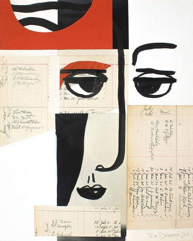 Faces of A Century III White Modern Wood Framed Art Print with Double Matting by Delamater, Rob
