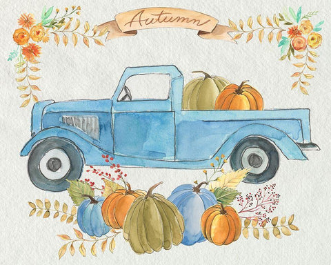 Happy Autumn I Black Ornate Wood Framed Art Print with Double Matting by Moore, Regina