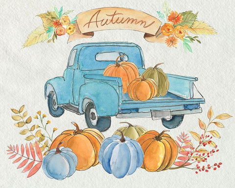 Happy Autumn II Black Ornate Wood Framed Art Print with Double Matting by Moore, Regina