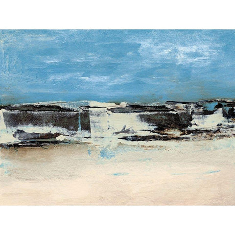 Bridges Cyan I Black Modern Wood Framed Art Print with Double Matting by Gordon, Sharon