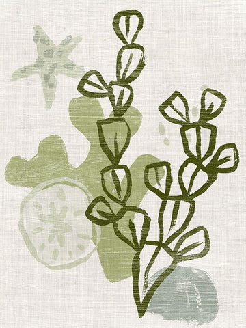 Coral Blockprint I White Modern Wood Framed Art Print with Double Matting by Vess, June Erica