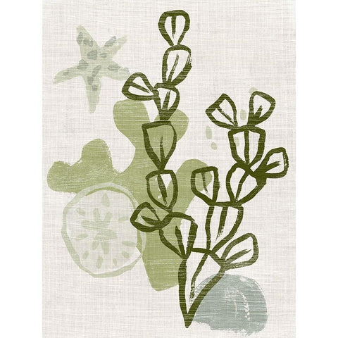 Coral Blockprint I Gold Ornate Wood Framed Art Print with Double Matting by Vess, June Erica