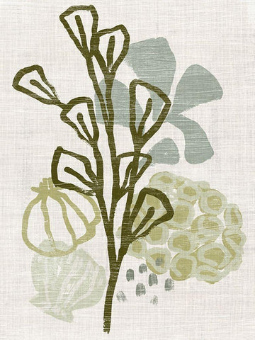 Coral Blockprint II White Modern Wood Framed Art Print with Double Matting by Vess, June Erica