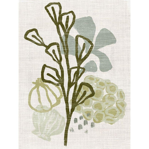 Coral Blockprint II Black Modern Wood Framed Art Print with Double Matting by Vess, June Erica