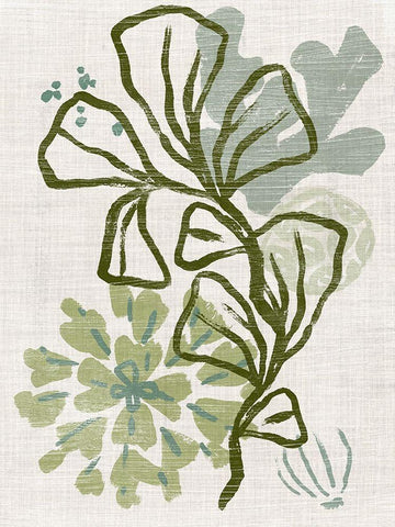 Coral Blockprint III White Modern Wood Framed Art Print with Double Matting by Vess, June Erica