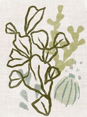 Coral Blockprint IV White Modern Wood Framed Art Print with Double Matting by Vess, June Erica