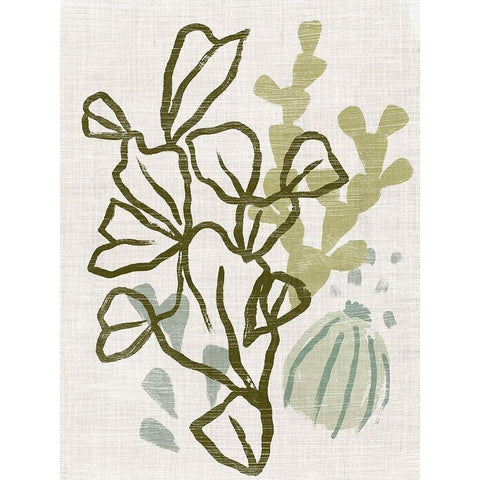 Coral Blockprint IV White Modern Wood Framed Art Print by Vess, June Erica