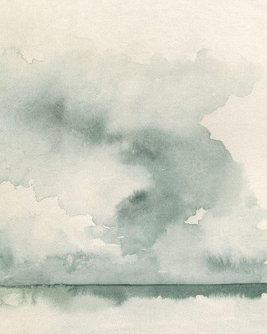 Ocean Impression II White Modern Wood Framed Art Print with Double Matting by Caroline, Emma