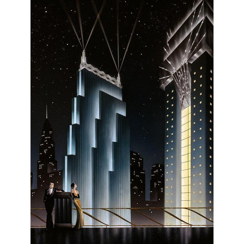 Into the Night Black Modern Wood Framed Art Print with Double Matting by Hoppe, Robert