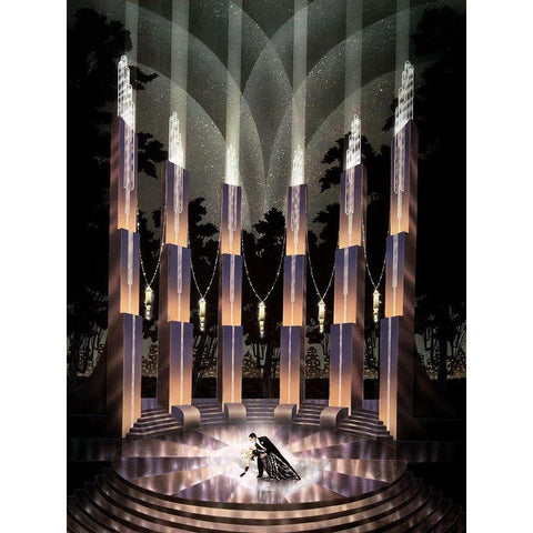 Nocturne Gold Ornate Wood Framed Art Print with Double Matting by Hoppe, Robert